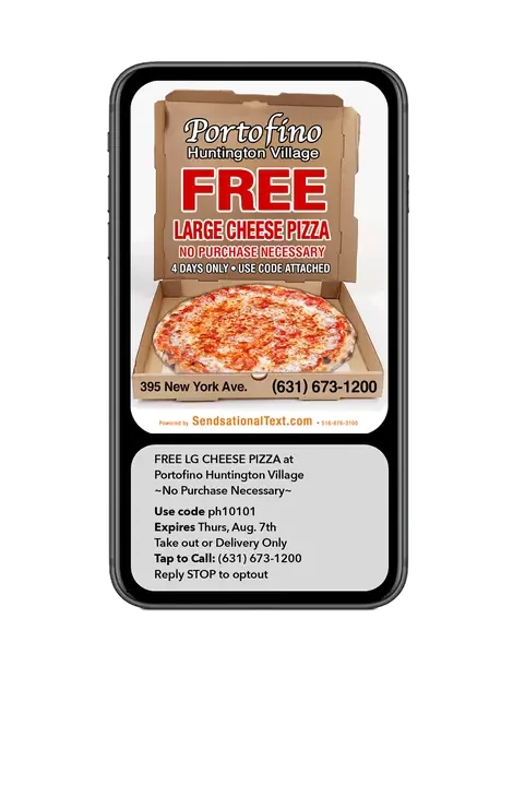 Picture-message coupon Sendsational designed for Portofino